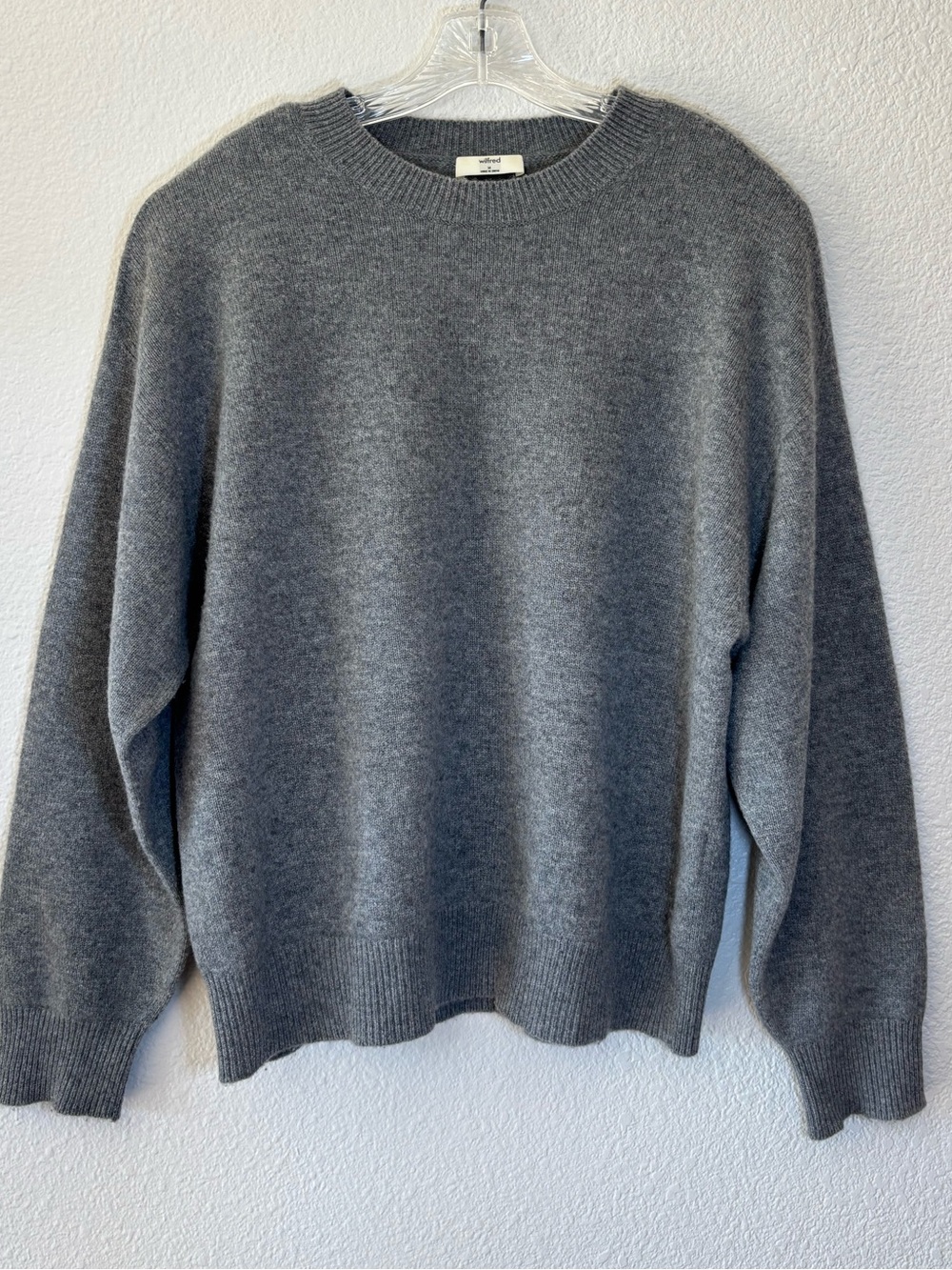 Wilfred Aritzia Isabelle Gray Wool Cashmere Blend Sweater Medium Cozy Minimalist